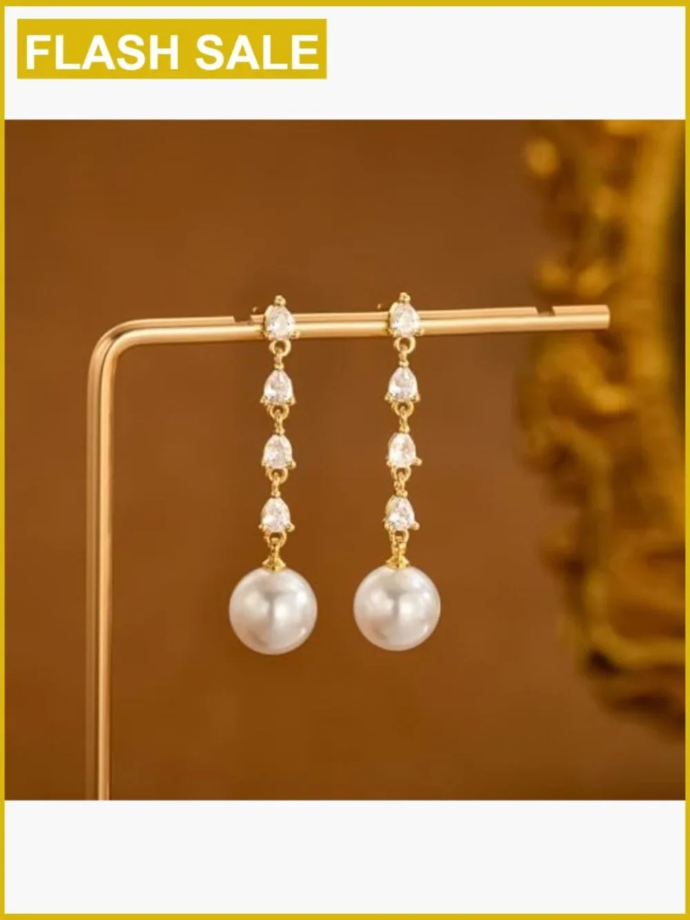 Freshwater Pearl Drop Dangle Earrings 14K Gold Plated Dainty Studs